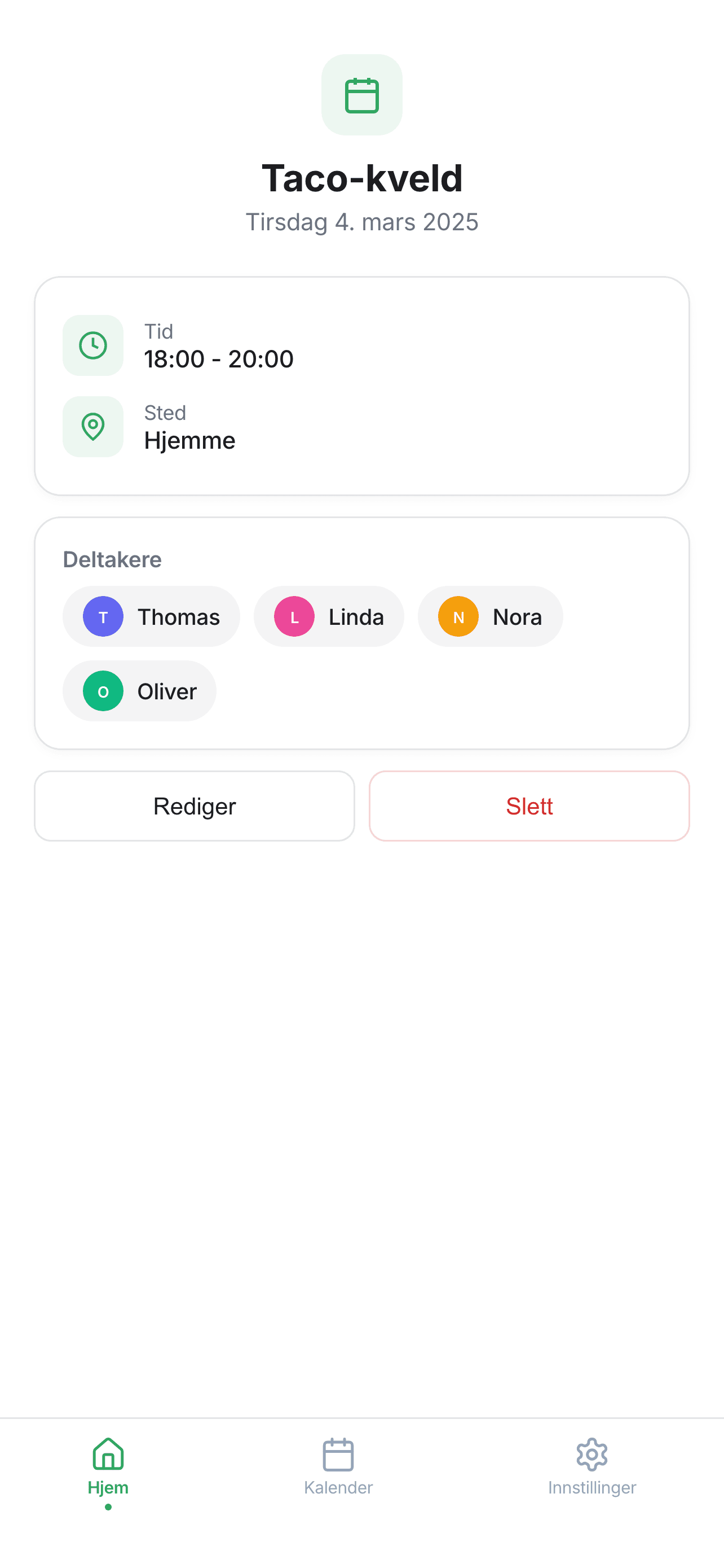 Event details with participants