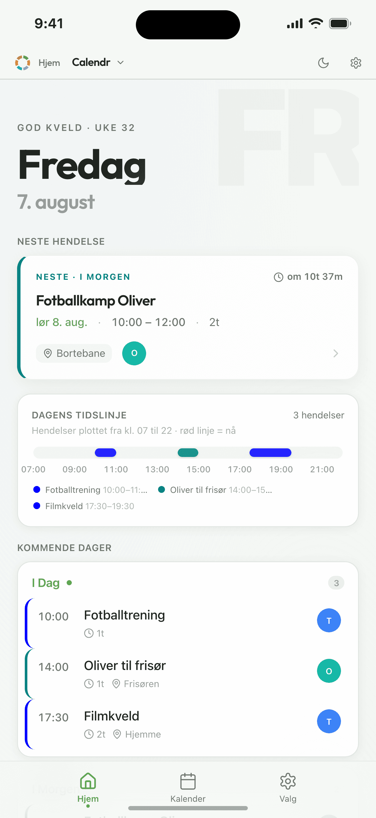 Calendr – skjermbilde