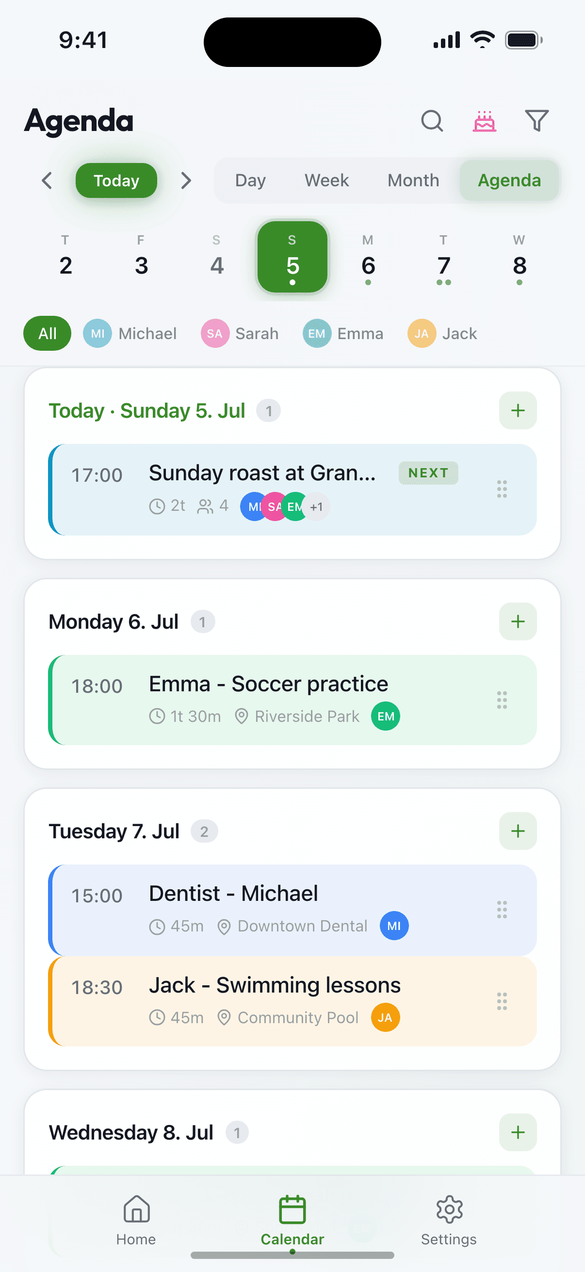 Agenda — the whole week in one list