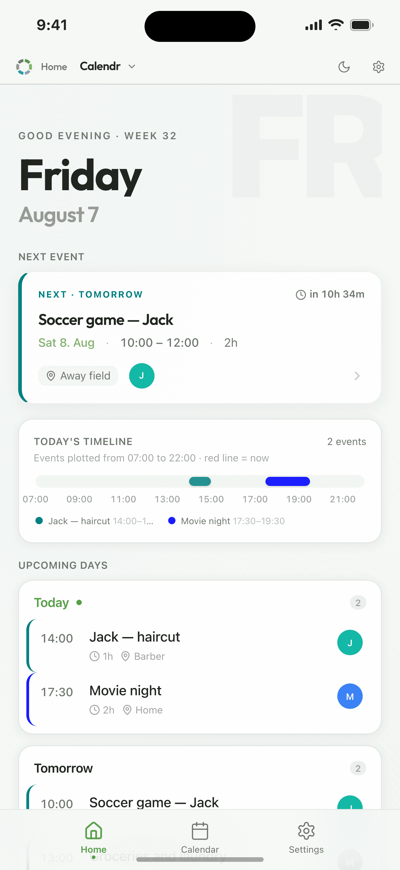 Calendr – screenshot