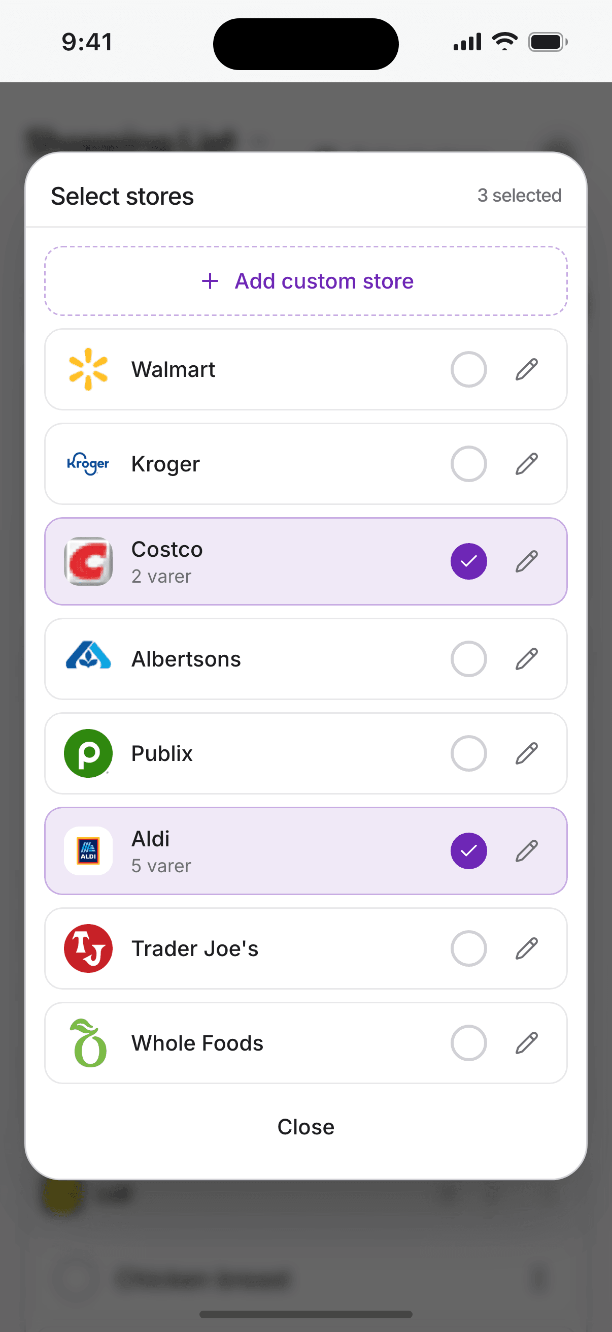 Choose your stores