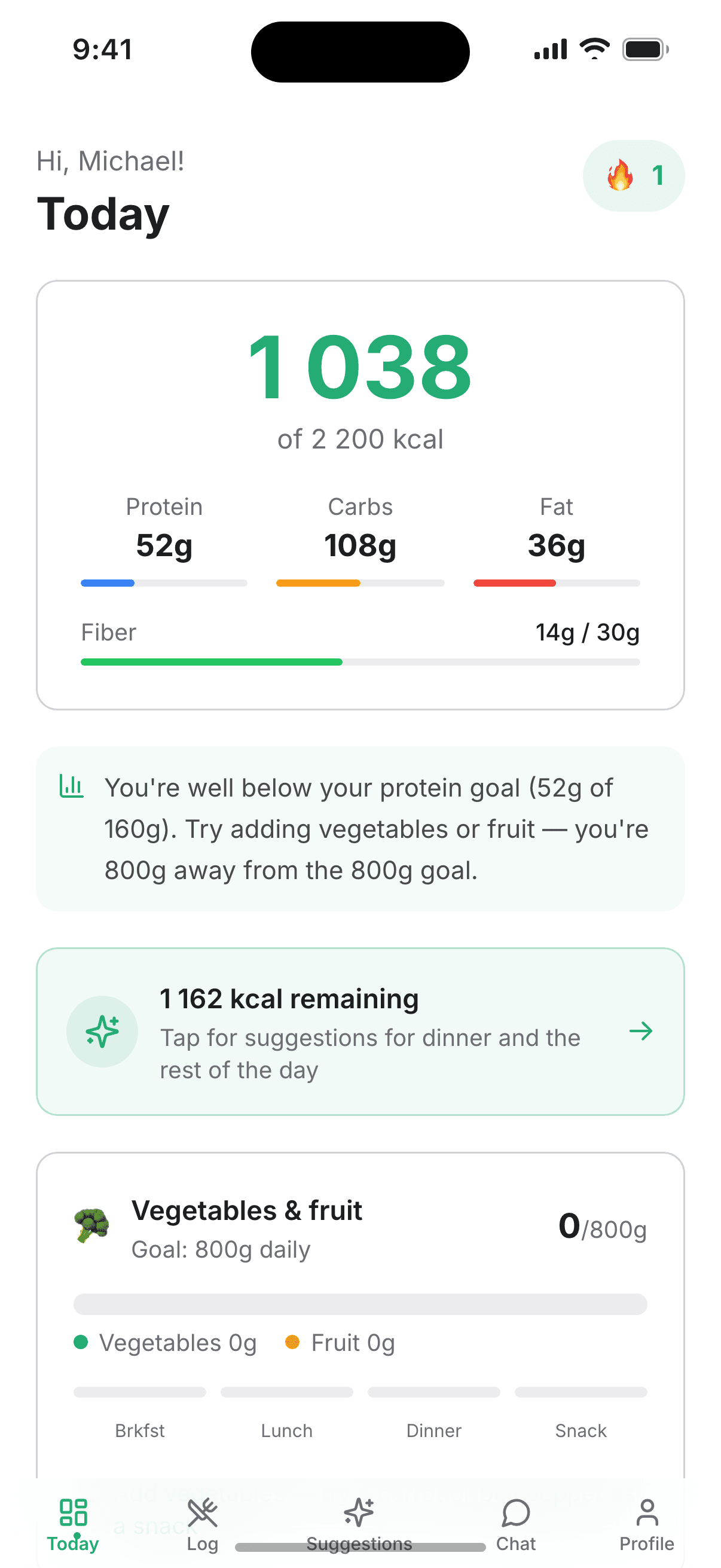 Nutrir – skjermbilde