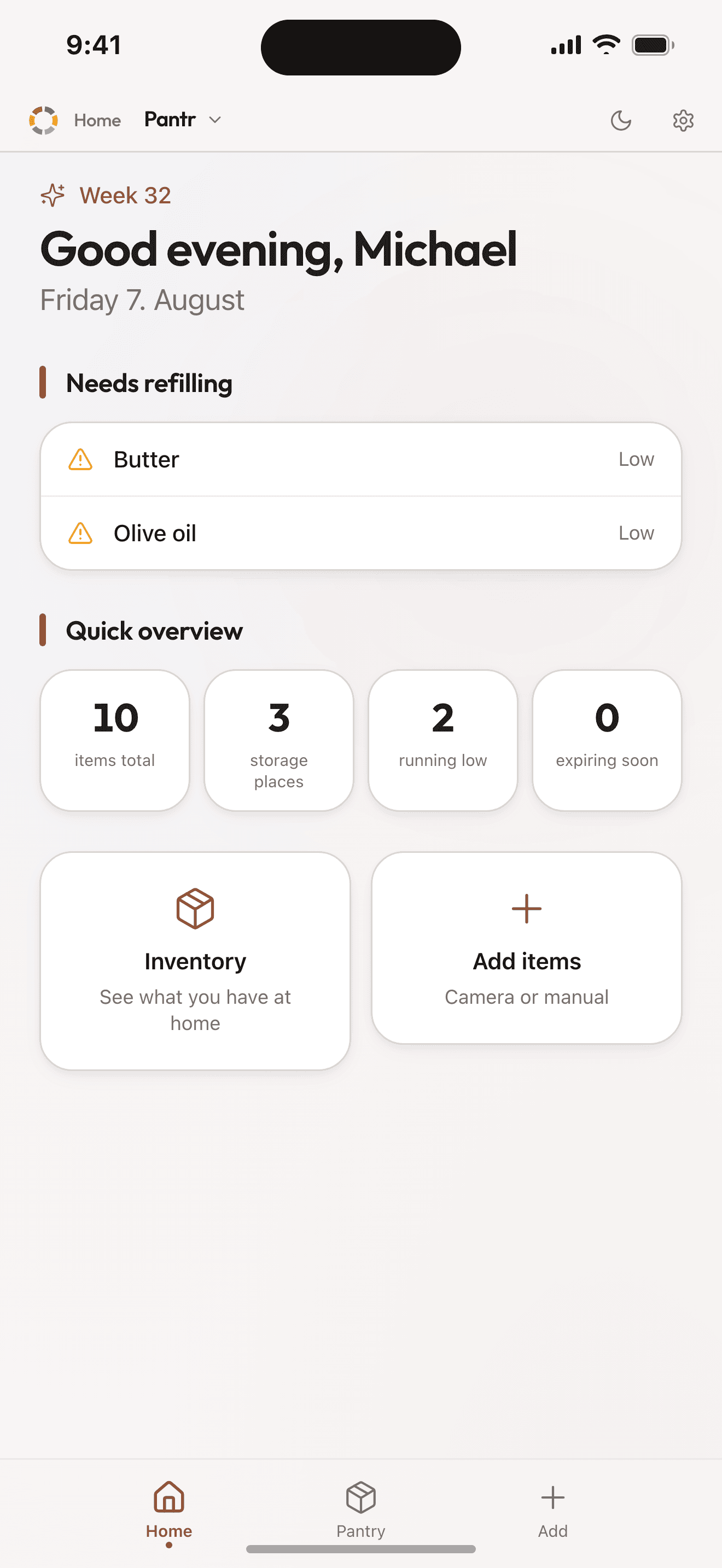 Pantr – screenshot