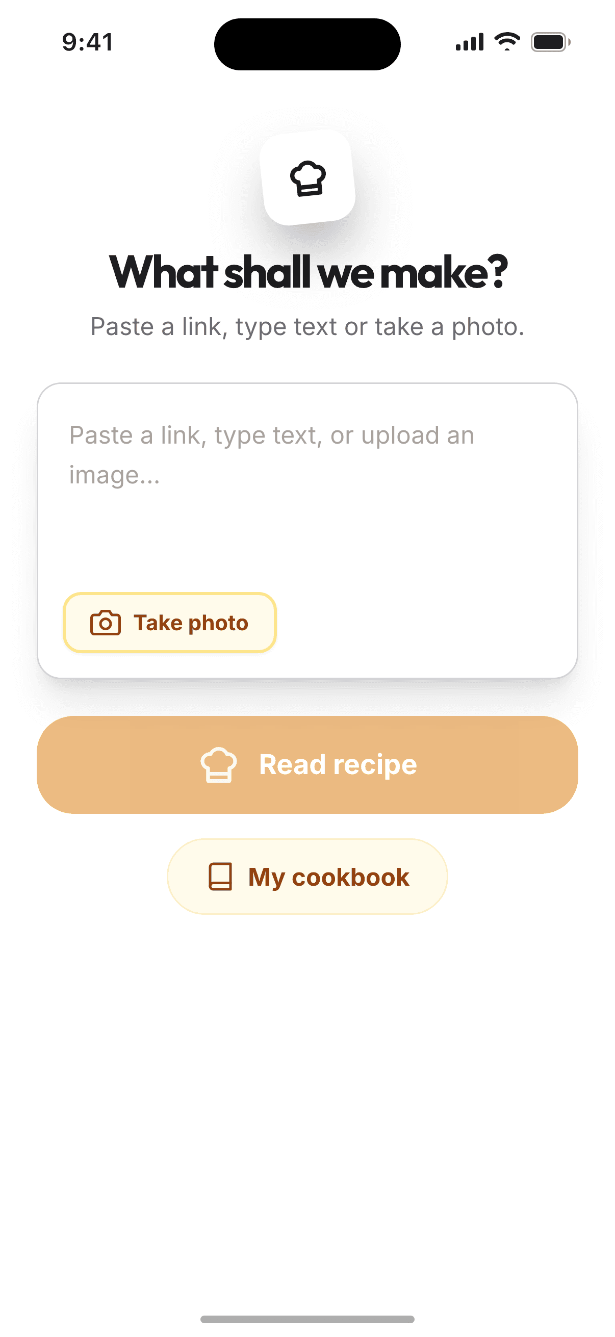 Add a recipe from text, photo or link