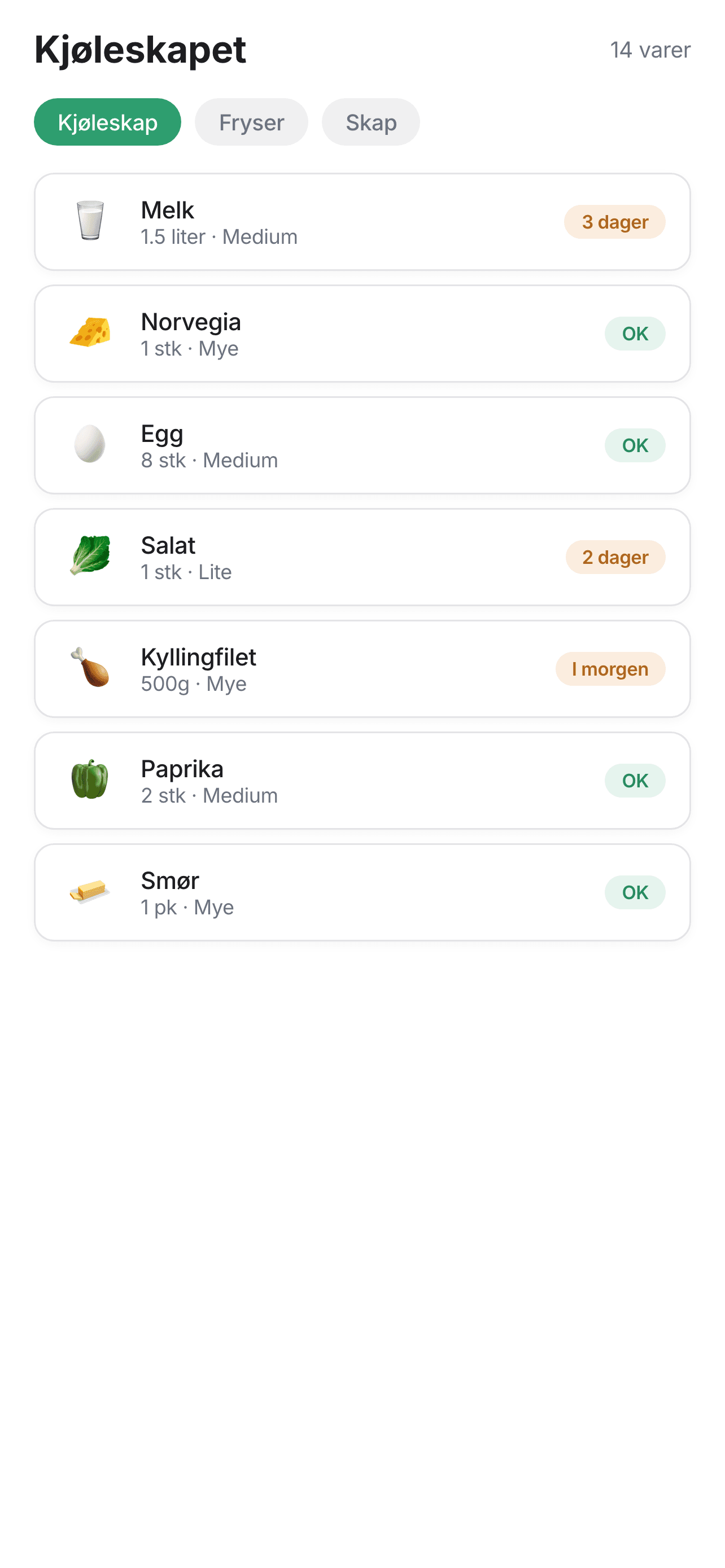Fridge with expiry warnings