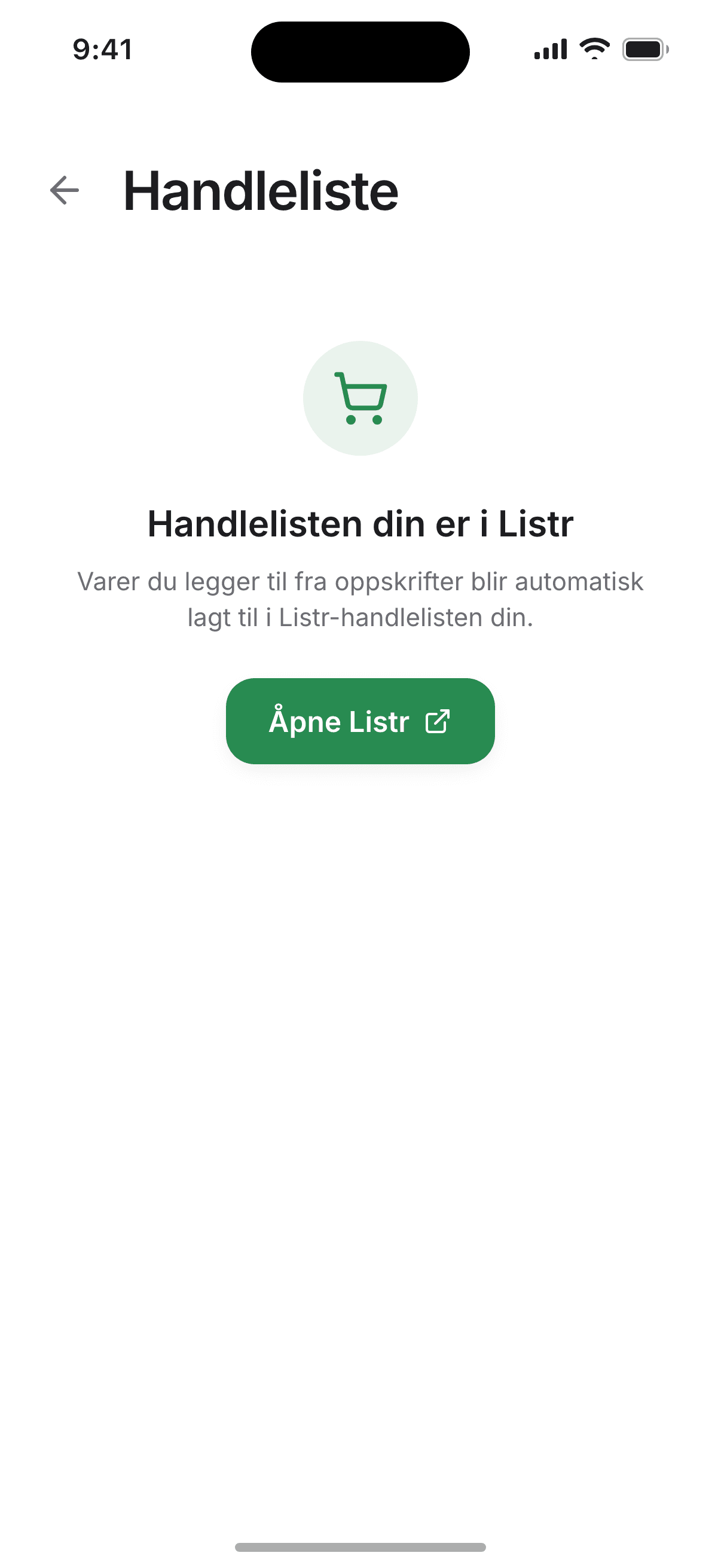Manglende ingredienser går rett til Listr