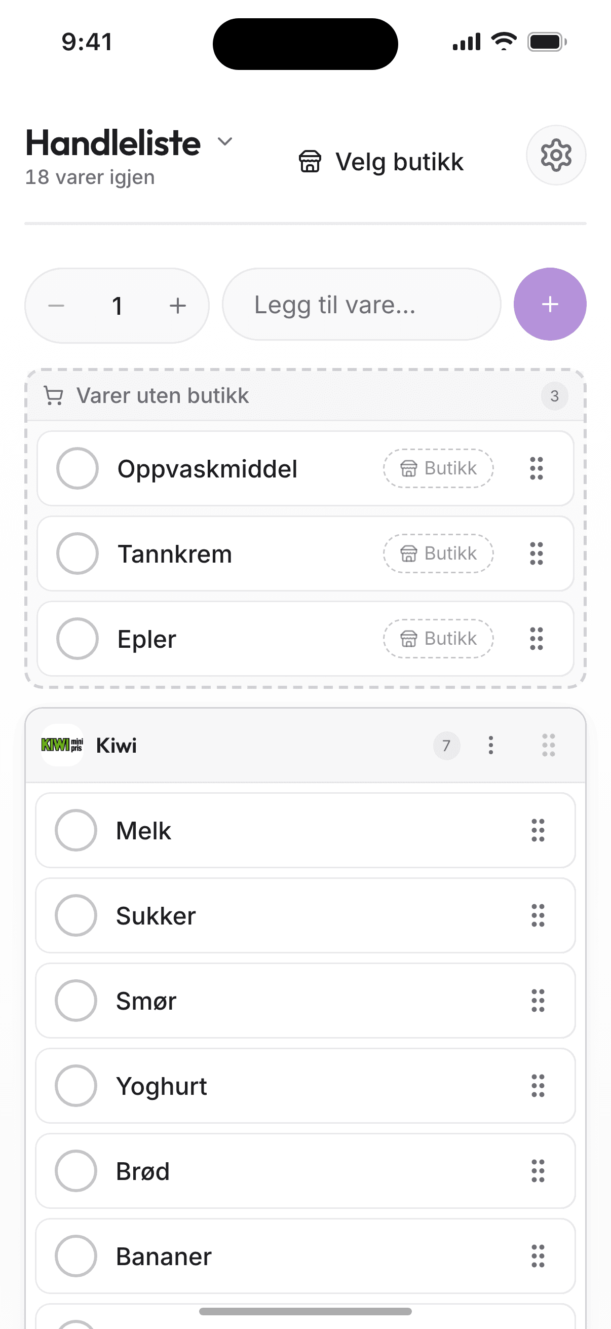 Listr – skjermbilde