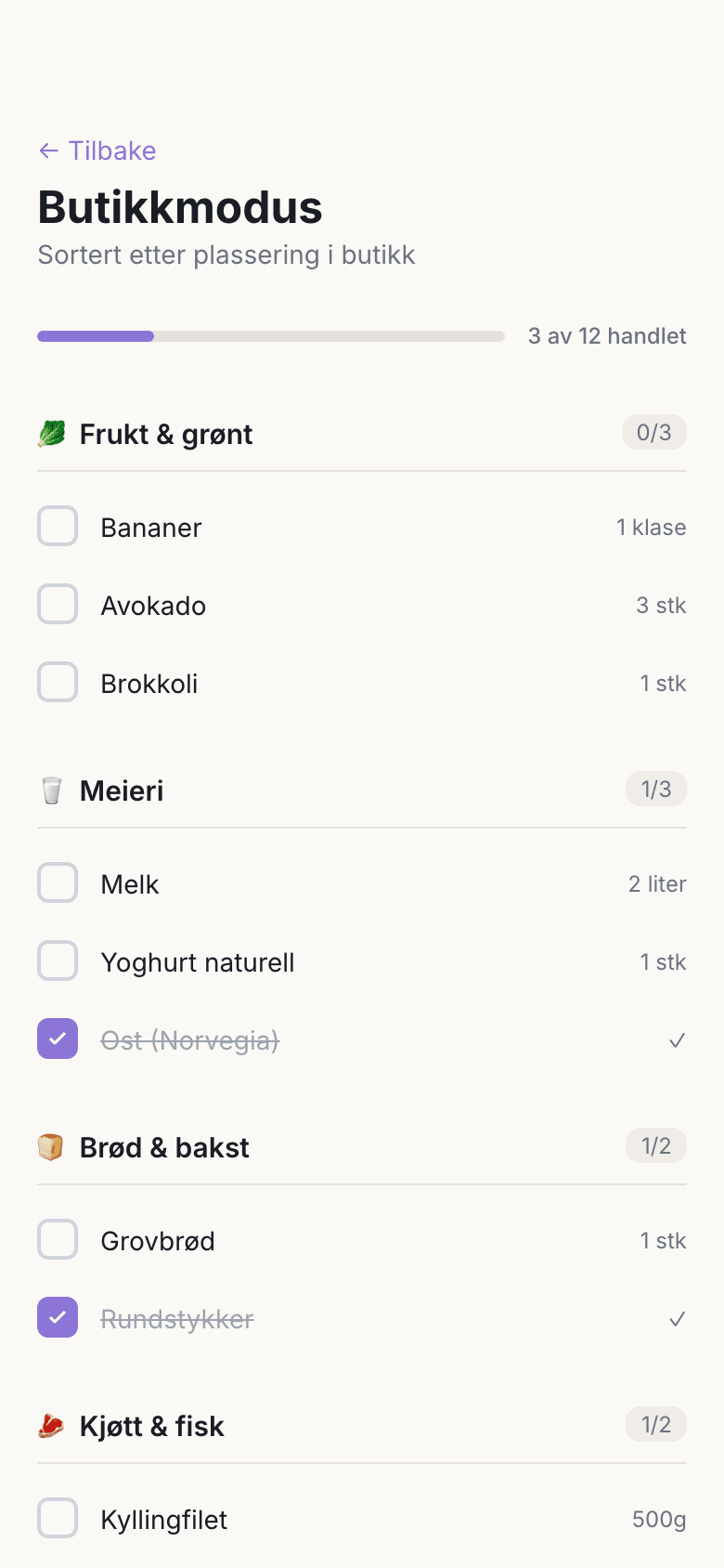 Butikkmodus med fremgang