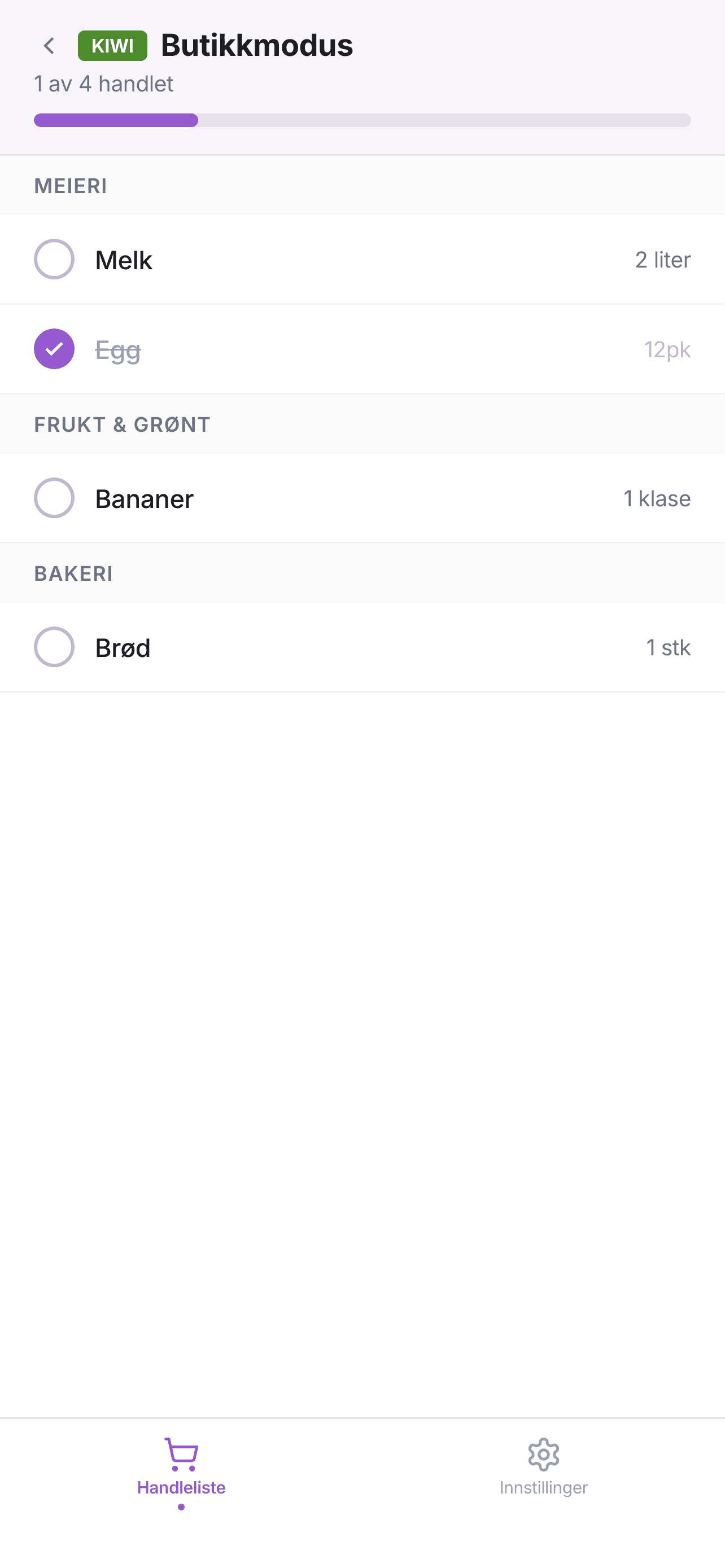 Butikkmodus med fremgang