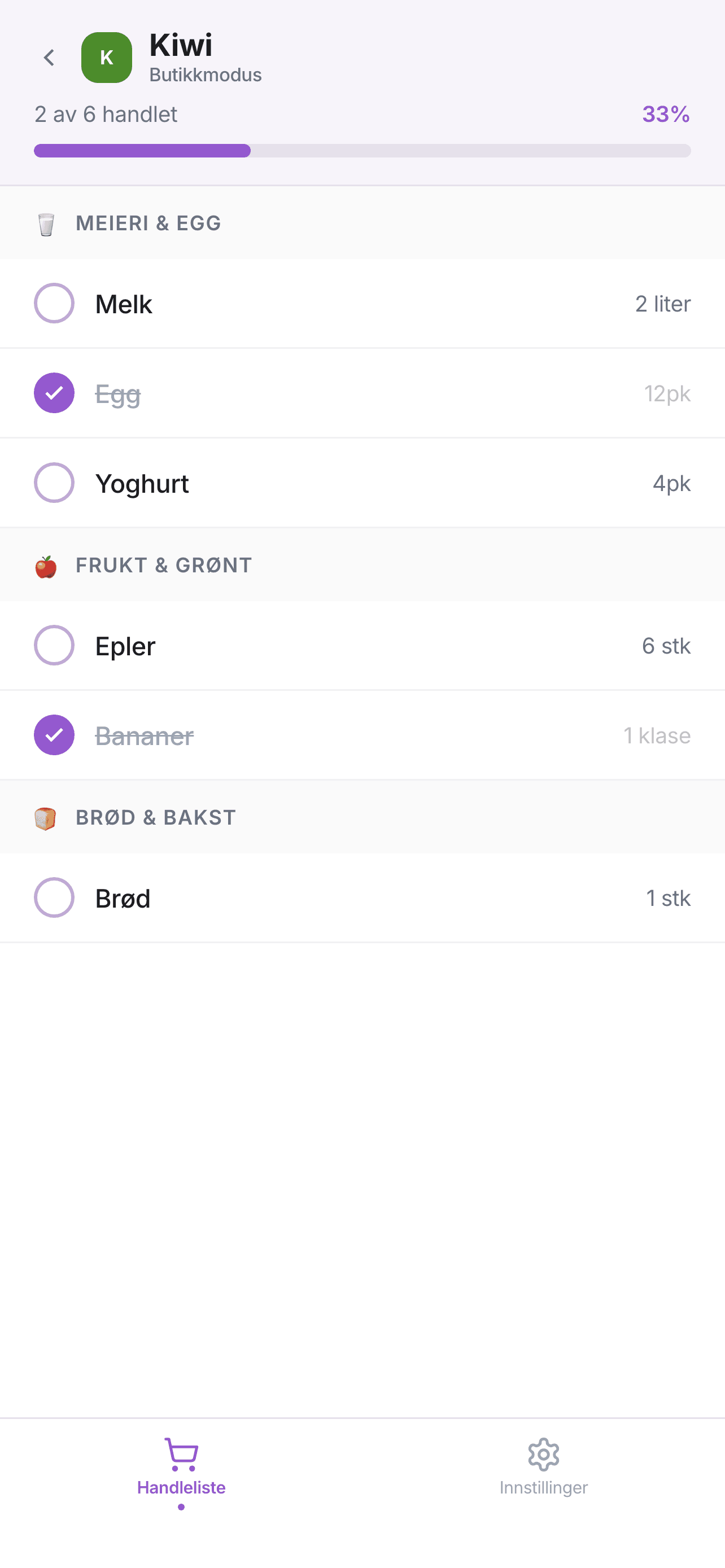 Butikkmodus med fremgang