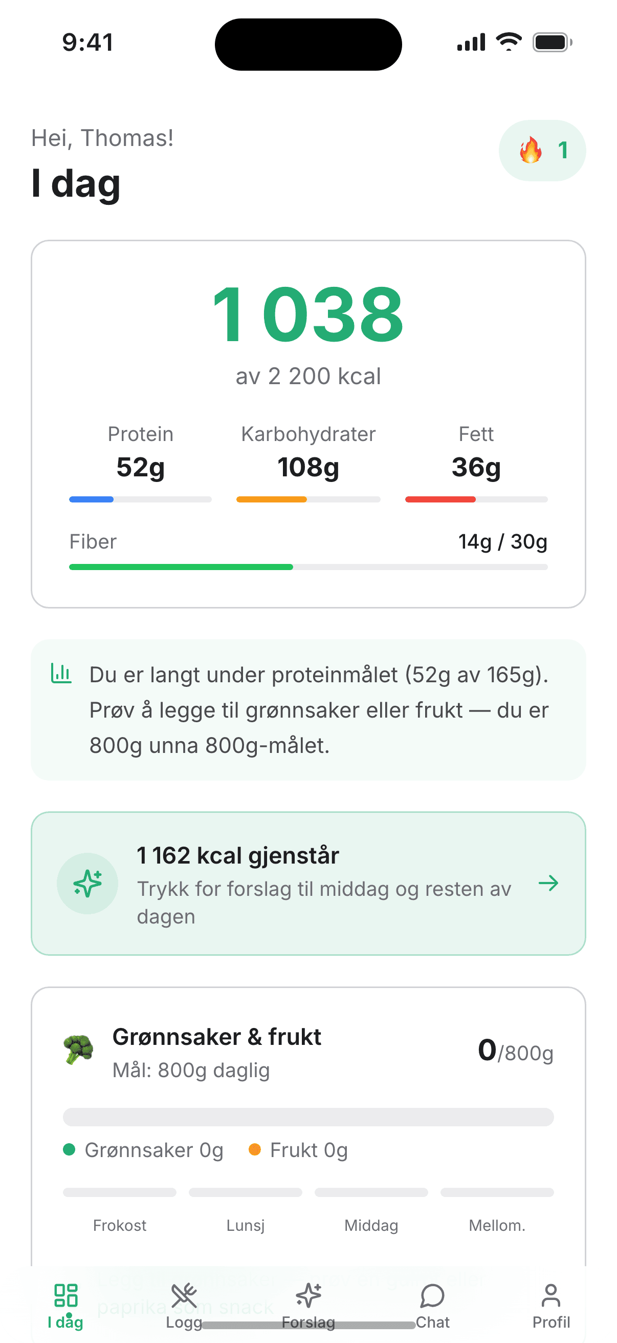 Nutrir – skjermbilde