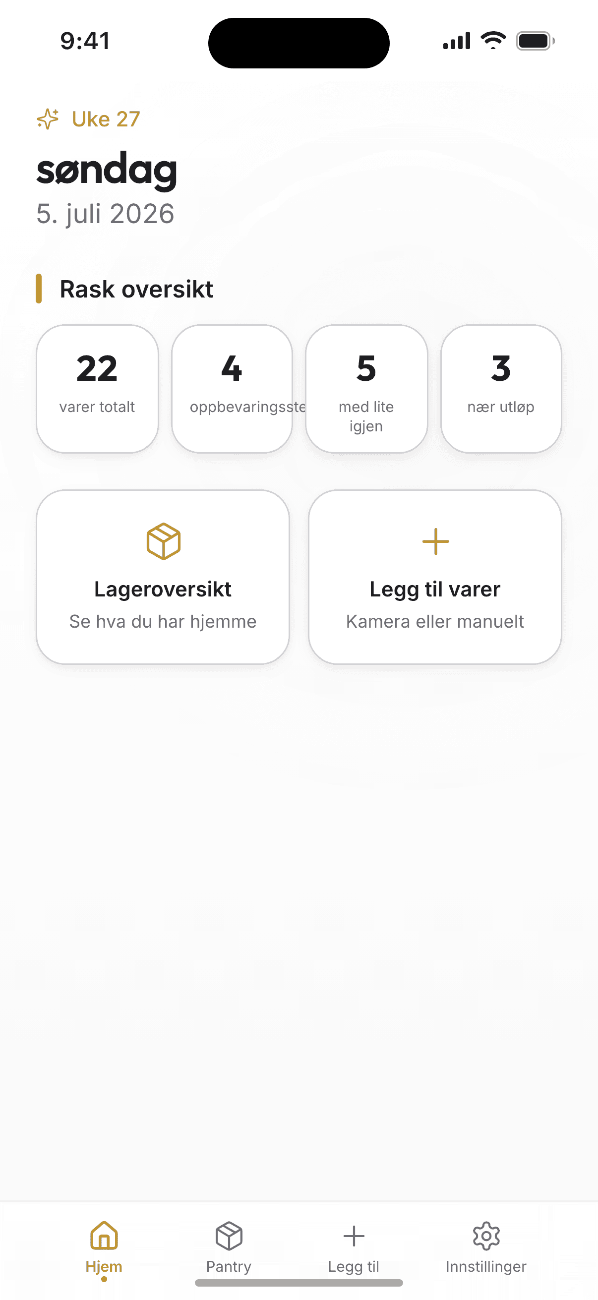 Pantr – skjermbilde