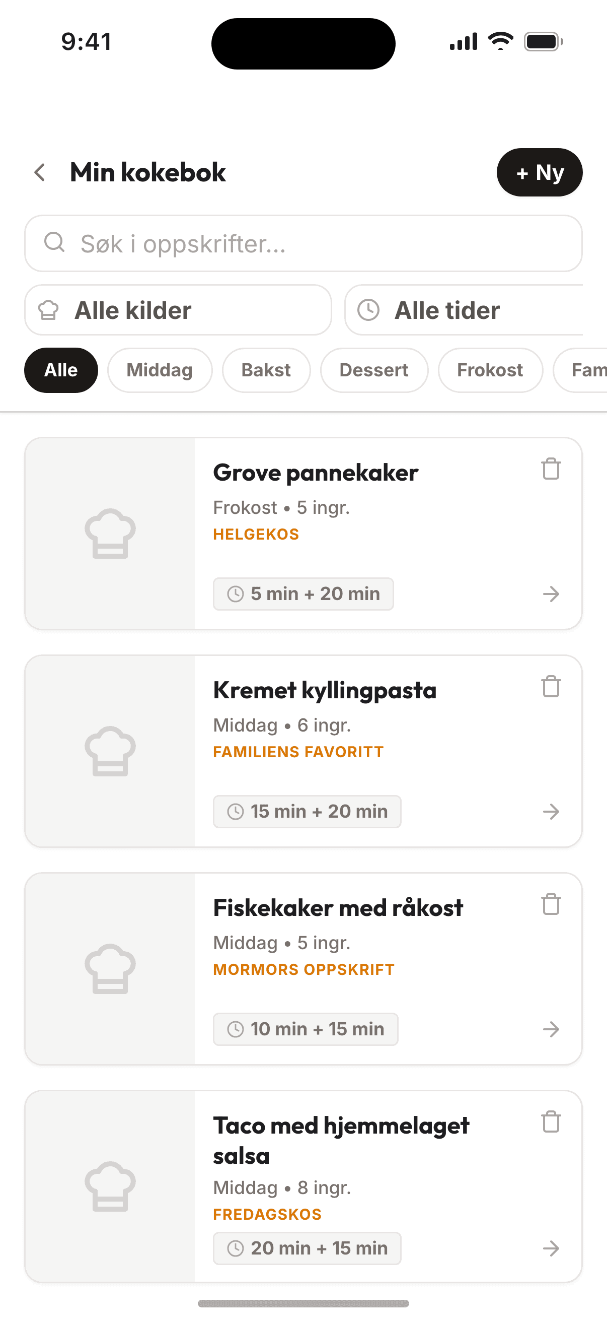 Recipr – skjermbilde